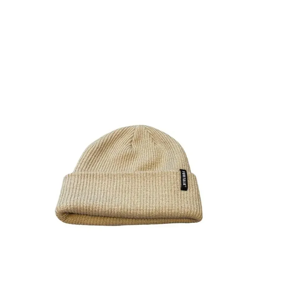Furtalk Beanie Hat Tan Ribbed Knit Cuff Winter Warm‎ Casual Unisex
